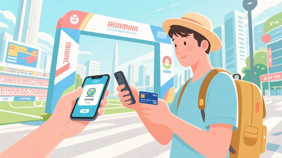 多种支付方式对比的世界杯旅行场景插画