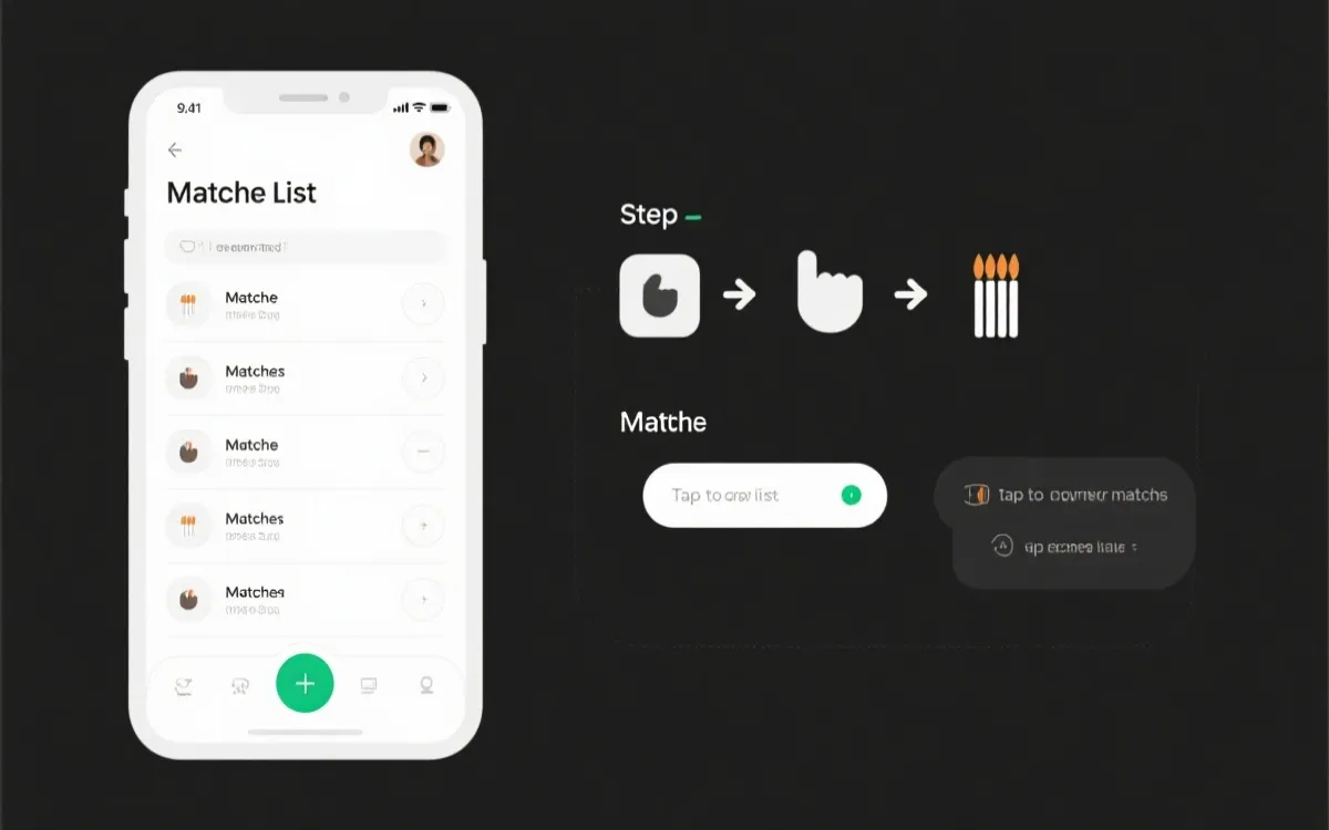 操作流程示意：从比赛列表进入比赛页，点击简版解读与术语提示，保存到收藏并设置中文显示