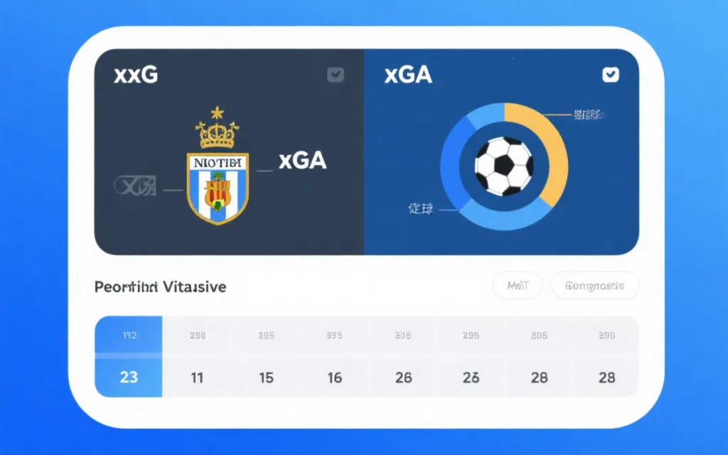 比分预测表的可视化示例：xG对比柱状图、走势折线与候选比分列表