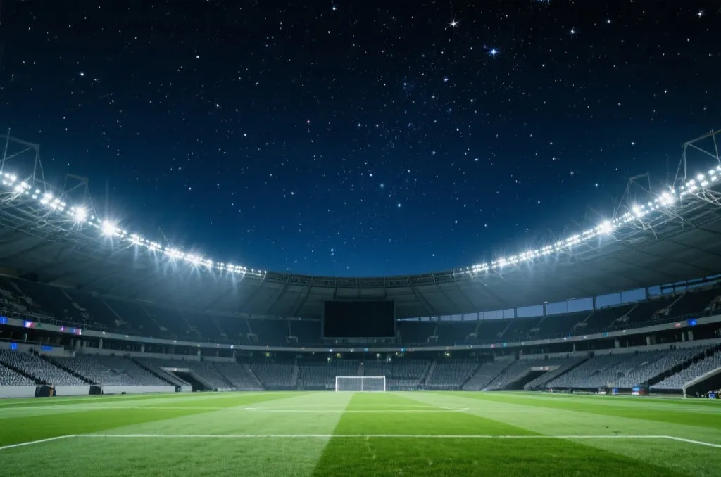 足球场与各国旗帜飘扬